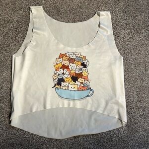 Super cute Cats in a Tea Cup crop top